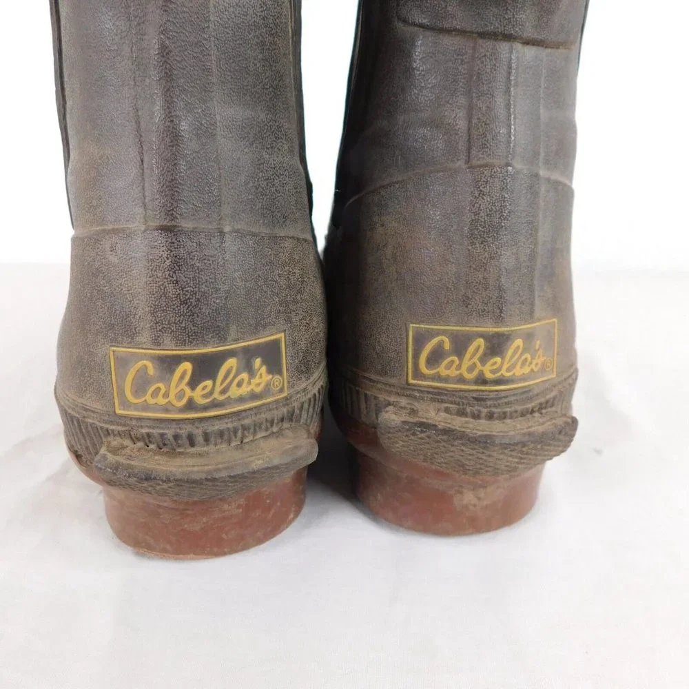 Cabela's Thinsulate Steel Shank Pull On Rubber Work Boots Waterproof Men size 8